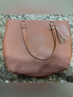 Classic Brown Women's Tote Bag with Tassel